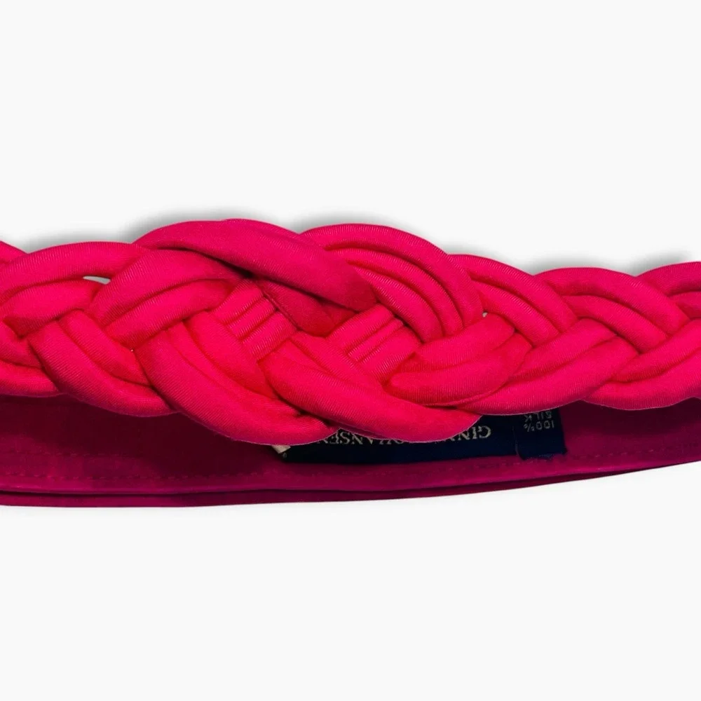 Vintage Ginnie Johansen Dallas Pink Silk Belt Braided Cord Adjustable M / L
